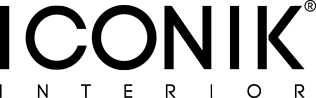 Logo de ICONIK Interior en lettres majuscules noires.